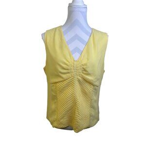 Oscar De La Renta Sleeveless Blouse 14 Yellow Solid Side Zip 100% Polyester